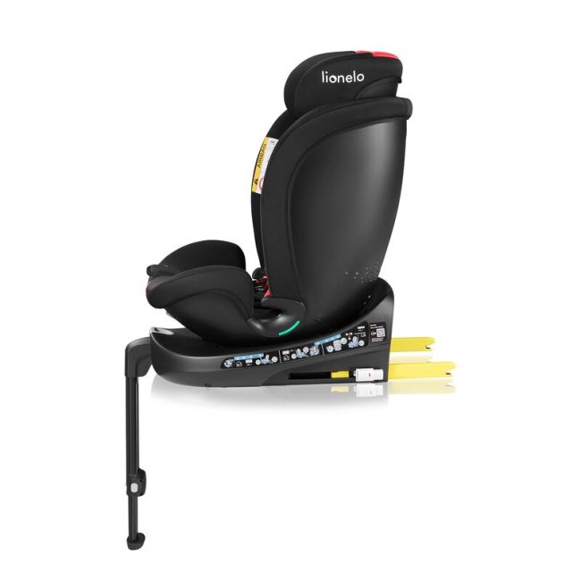 Scaun auto, Lionelo, i-Size Navy, 0-36 Kg, 40-150 cm, Cu isofix si picior de fixare, Protectie laterala, Rotire 360 grade, Ajustare spatar in 4 pozitii, Tetiera reglabila in 11 trepte, Conform cu R129, Negru/Rosu BYNLO-NAVY_I-SIZE_BLACK_RED