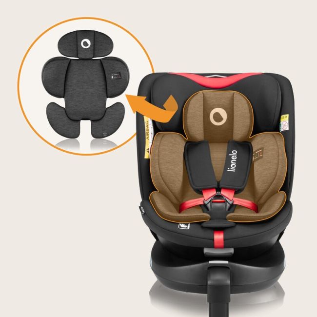 Scaun auto, Lionelo, i-Size Navy, 0-36 Kg, 40-150 cm, Cu isofix si picior de fixare, Protectie laterala, Rotire 360 grade, Ajustare spatar in 4 pozitii, Tetiera reglabila in 11 trepte, Conform cu R129, Negru/Rosu BYNLO-NAVY_I-SIZE_BLACK_RED
