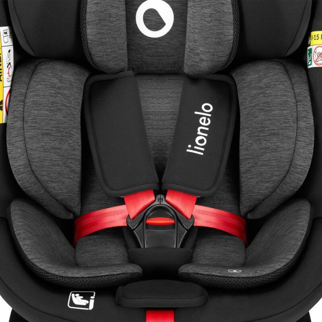 Scaun auto, Lionelo, i-Size Navy, 0-36 Kg, 40-150 cm, Cu isofix si picior de fixare, Protectie laterala, Rotire 360 grade, Ajustare spatar in 4 pozitii, Tetiera reglabila in 11 trepte, Conform cu R129, Negru/Rosu BYNLO-NAVY_I-SIZE_BLACK_RED