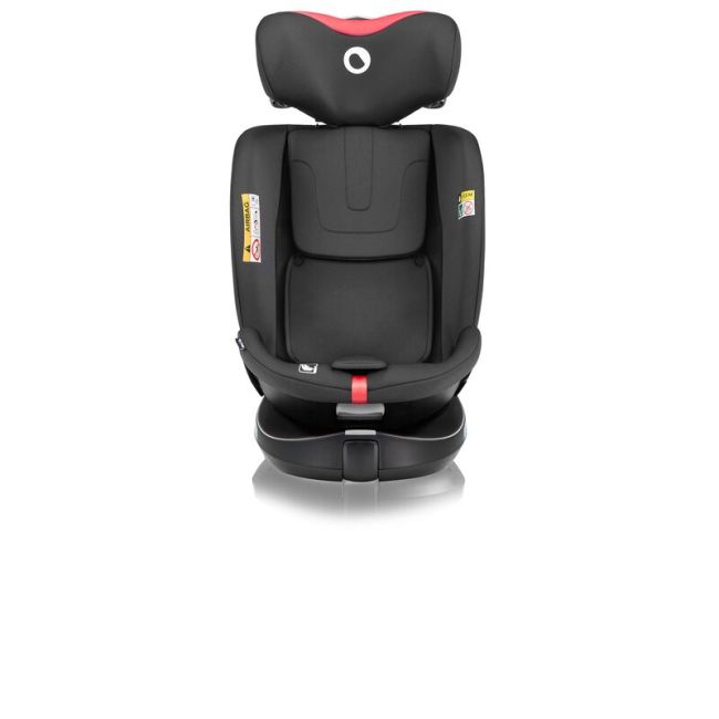 Scaun auto, Lionelo, i-Size Navy, 0-36 Kg, 40-150 cm, Cu isofix si picior de fixare, Protectie laterala, Rotire 360 grade, Ajustare spatar in 4 pozitii, Tetiera reglabila in 11 trepte, Conform cu R129, Negru/Rosu BYNLO-NAVY_I-SIZE_BLACK_RED