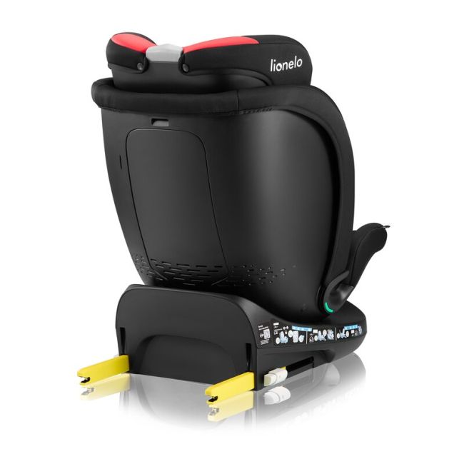 Scaun auto, Lionelo, i-Size Navy, 0-36 Kg, 40-150 cm, Cu isofix si picior de fixare, Protectie laterala, Rotire 360 grade, Ajustare spatar in 4 pozitii, Tetiera reglabila in 11 trepte, Conform cu R129, Negru/Rosu BYNLO-NAVY_I-SIZE_BLACK_RED
