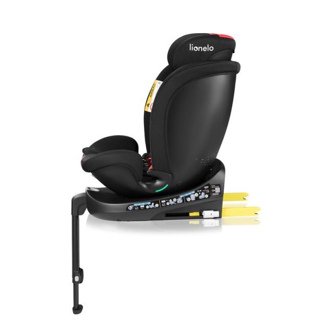 Scaun auto, Lionelo, i-Size Navy, 0-36 Kg, 40-150 cm, Cu isofix si picior de fixare, Protectie laterala, Rotire 360 grade, Ajustare spatar in 4 pozitii, Tetiera reglabila in 11 trepte, Conform cu R129, Negru/Rosu BYNLO-NAVY_I-SIZE_BLACK_RED