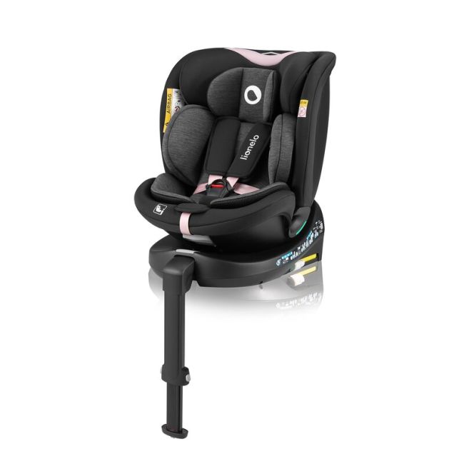 Scaun auto, Lionelo, i-Size Navy, 0-36 Kg, 40-150 cm, Cu isofix si picior de fixare, Protectie laterala, Rotire 360 grade, Ajustare spatar in 4 pozitii, Tetiera reglabila in 11 trepte, Conform cu R129, Negru/Roz BYNLO-NAVY_I-SIZE_BLACK_PINK