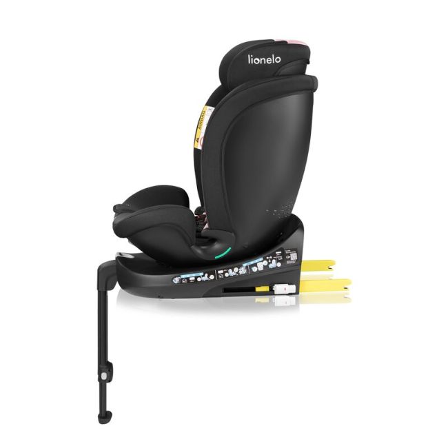Scaun auto, Lionelo, i-Size Navy, 0-36 Kg, 40-150 cm, Cu isofix si picior de fixare, Protectie laterala, Rotire 360 grade, Ajustare spatar in 4 pozitii, Tetiera reglabila in 11 trepte, Conform cu R129, Negru/Roz BYNLO-NAVY_I-SIZE_BLACK_PINK
