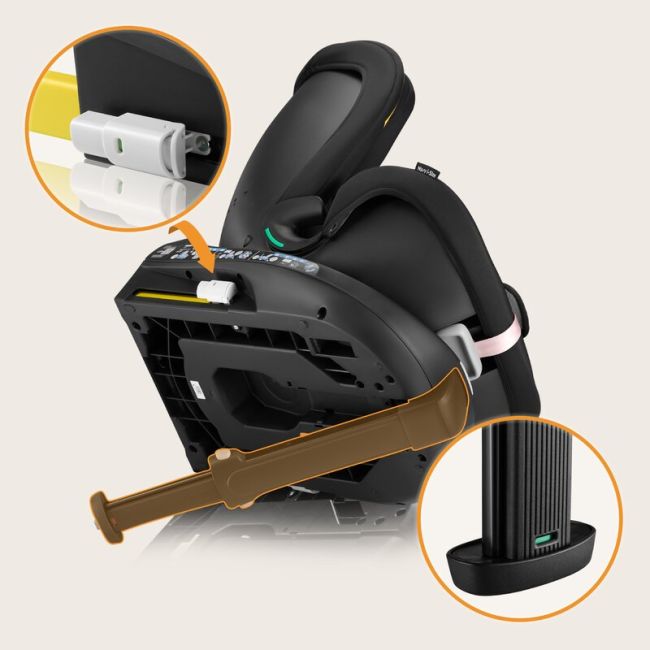 Scaun auto, Lionelo, i-Size Navy, 0-36 Kg, 40-150 cm, Cu isofix si picior de fixare, Protectie laterala, Rotire 360 grade, Ajustare spatar in 4 pozitii, Tetiera reglabila in 11 trepte, Conform cu R129, Negru/Roz BYNLO-NAVY_I-SIZE_BLACK_PINK