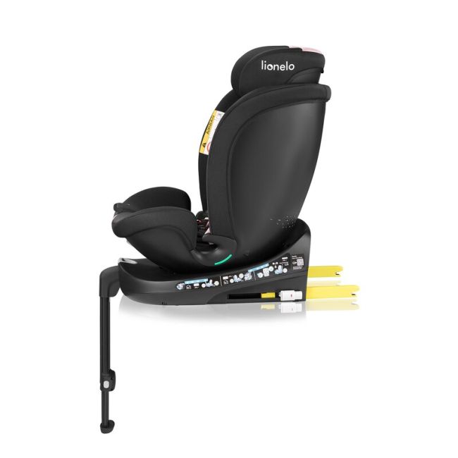 Scaun auto, Lionelo, i-Size Navy, 0-36 Kg, 40-150 cm, Cu isofix si picior de fixare, Protectie laterala, Rotire 360 grade, Ajustare spatar in 4 pozitii, Tetiera reglabila in 11 trepte, Conform cu R129, Negru/Roz BYNLO-NAVY_I-SIZE_BLACK_PINK