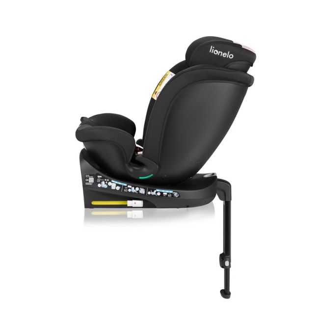 Scaun auto, Lionelo, i-Size Navy, 0-36 Kg, 40-150 cm, Cu isofix si picior de fixare, Protectie laterala, Rotire 360 grade, Ajustare spatar in 4 pozitii, Tetiera reglabila in 11 trepte, Conform cu R129, Negru/Roz BYNLO-NAVY_I-SIZE_BLACK_PINK