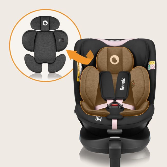 Scaun auto, Lionelo, i-Size Navy, 0-36 Kg, 40-150 cm, Cu isofix si picior de fixare, Protectie laterala, Rotire 360 grade, Ajustare spatar in 4 pozitii, Tetiera reglabila in 11 trepte, Conform cu R129, Negru/Roz BYNLO-NAVY_I-SIZE_BLACK_PINK