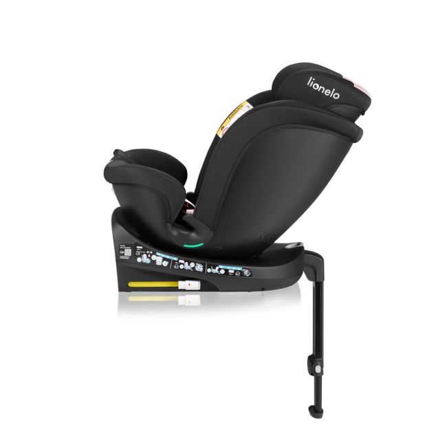 Scaun auto, Lionelo, i-Size Navy, 0-36 Kg, 40-150 cm, Cu isofix si picior de fixare, Protectie laterala, Rotire 360 grade, Ajustare spatar in 4 pozitii, Tetiera reglabila in 11 trepte, Conform cu R129, Negru/Roz BYNLO-NAVY_I-SIZE_BLACK_PINK