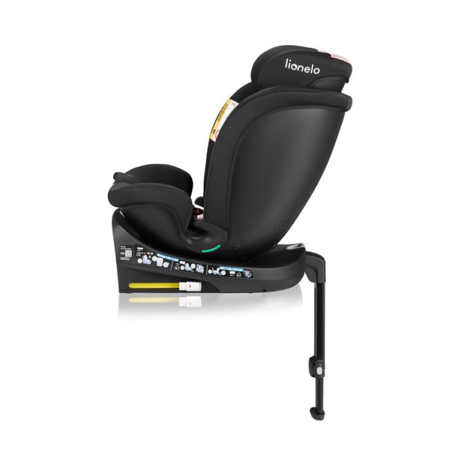 Scaun auto, Lionelo, i-Size Navy, 0-36 Kg, 40-150 cm, Cu isofix si picior de fixare, Protectie laterala, Rotire 360 grade, Ajustare spatar in 4 pozitii, Tetiera reglabila in 11 trepte, Conform cu R129, Negru/Roz BYNLO-NAVY_I-SIZE_BLACK_PINK