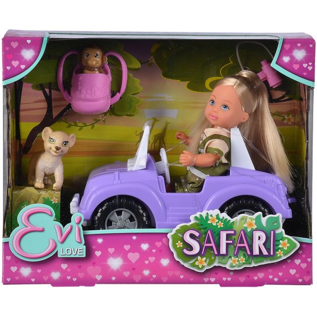 Papusa simba evi love safari 12 cm cu masinuta, animale si accesorii hubs105733648