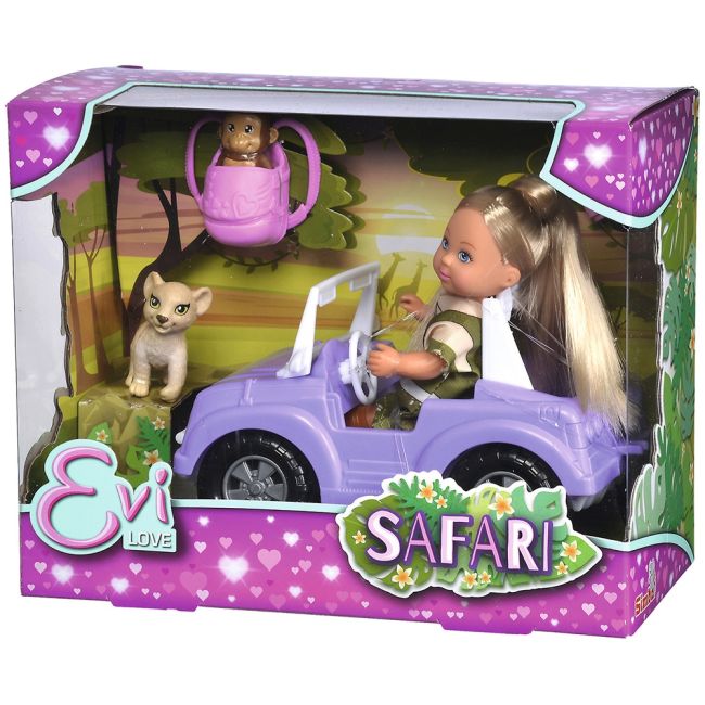 Papusa simba evi love safari 12 cm cu masinuta, animale si accesorii hubs105733648