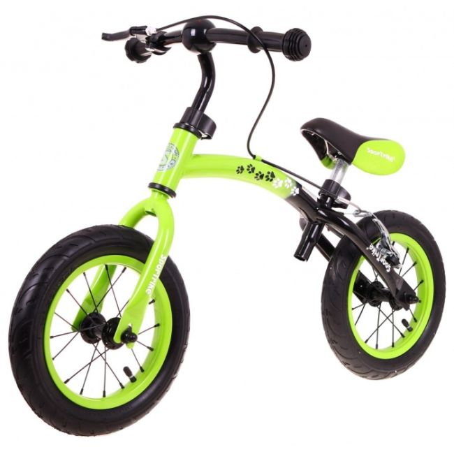 Bicicleta fara pedale cu frana si cadru variabil, roti gonflabile, boomerang sportrike - verde edeedirb.wb-06.zie