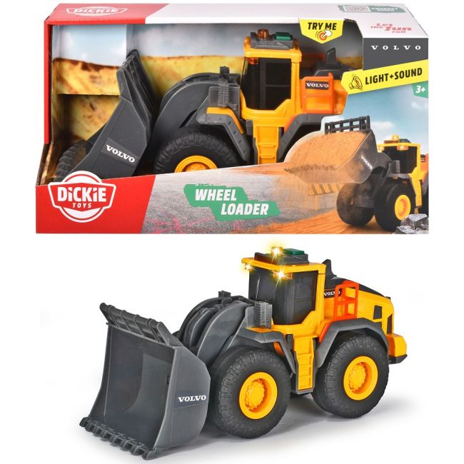 Buldozer dickie toys volvo wheel loader 23 cm cu lumini si sunete hubs203723006