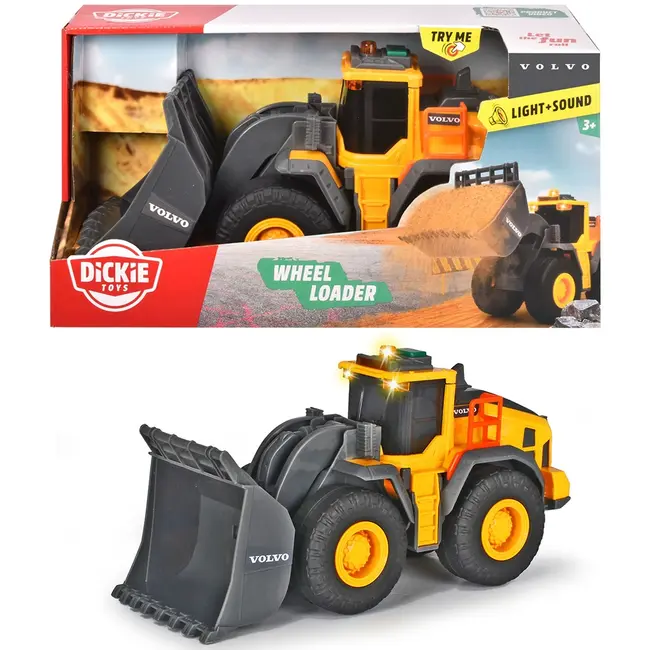 Buldozer dickie toys volvo wheel loader 23 cm cu lumini si sunete hubs203723006