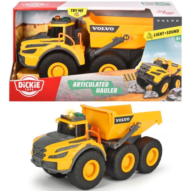 Camion basculant dickie toys volvo articulated hauler 23 cm cu lumini si sunete hubs203723007