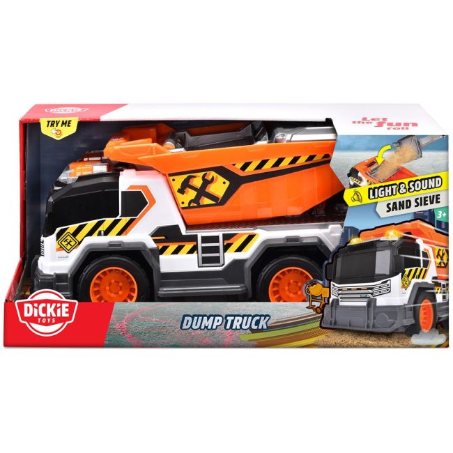 Camion de constructie dickie toys dump truck 30 cm cu lumini si sunete hubs203306025