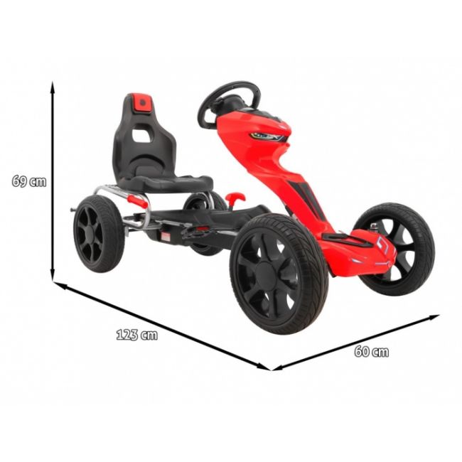 Kart cu pedale si roti eva, varsta 3 ani+, 123x60x69 cm, gokart grand ride - rosu edeedi1502.cr