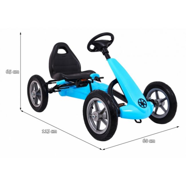 Kart cu pedale si roti gonflabile, varsta 3 ani+, 113x60x65 cm, gokart star - albastru edeedi1904.nie