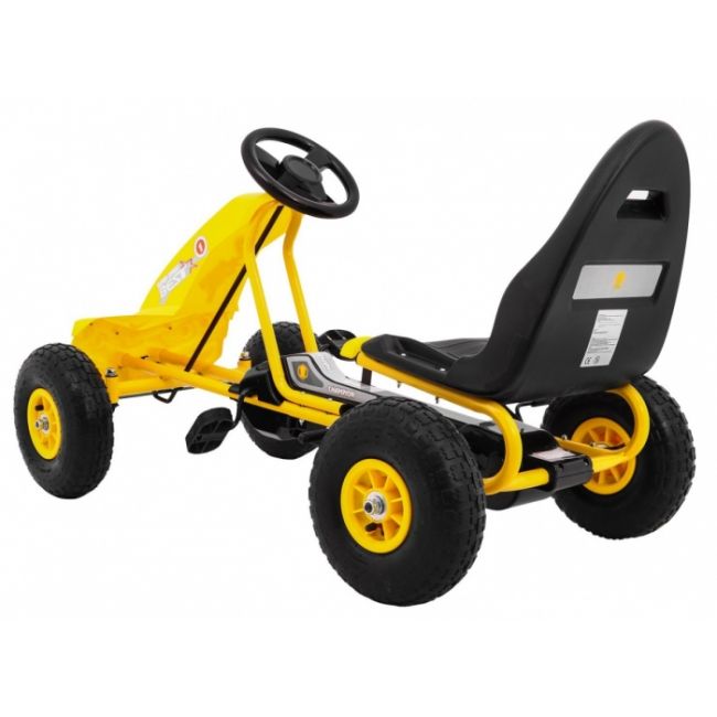Kart cu pedale si roti gonflabile, varsta 3 ani+, 114x59x63 cm, gokart champion - galben edeedia18.zol