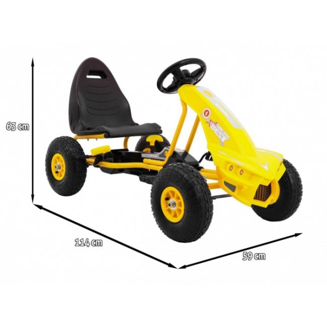 Kart cu pedale si roti gonflabile, varsta 3 ani+, 114x59x63 cm, gokart champion - galben edeedia18.zol