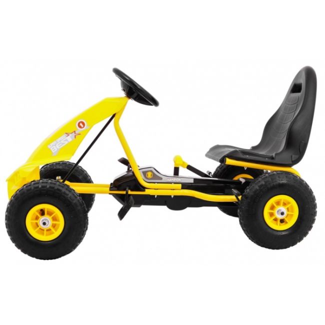 Kart cu pedale si roti gonflabile, varsta 3 ani+, 114x59x63 cm, gokart champion - galben edeedia18.zol