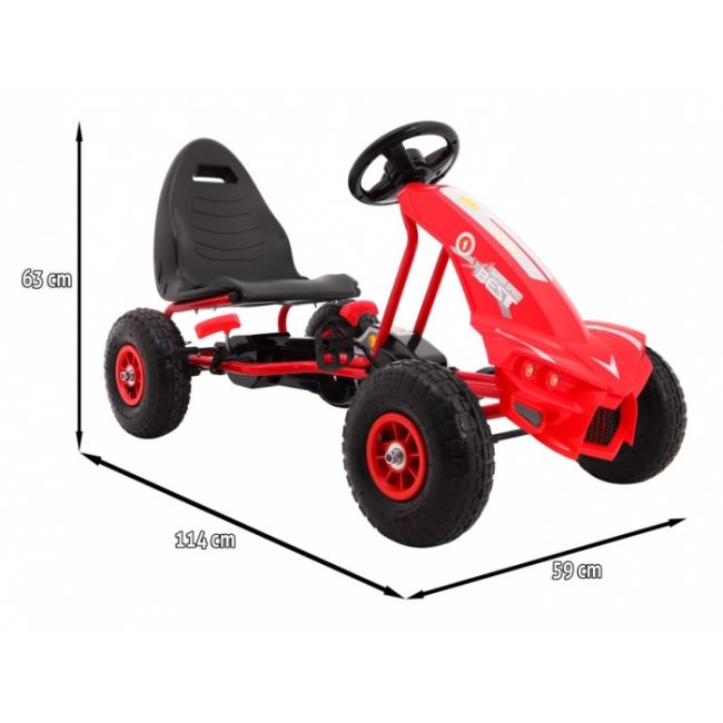 Kart cu pedale si roti gonflabile, varsta 3 ani+, 114x59x63 cm, gokart champion - rosu edeedia18.cr