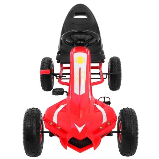 Kart cu pedale si roti gonflabile, varsta 3 ani+, 114x59x63 cm, gokart champion - rosu edeedia18.cr