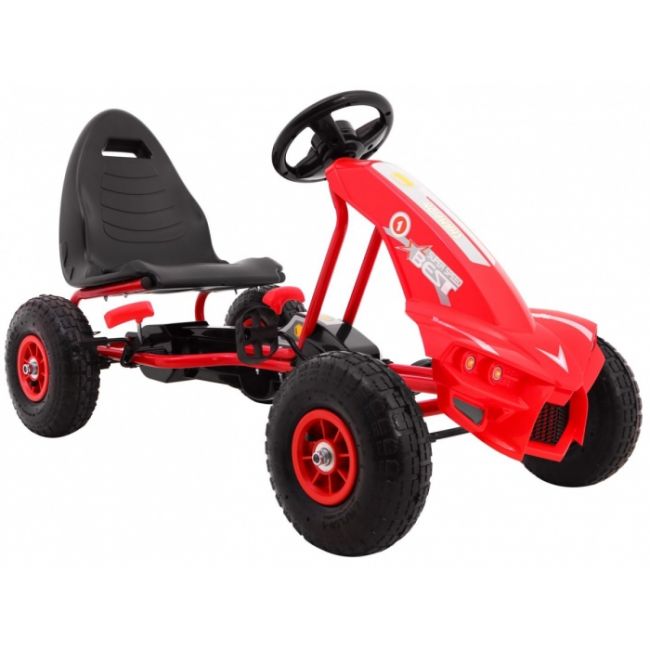 Kart cu pedale si roti gonflabile, varsta 3 ani+, 114x59x63 cm, gokart champion - rosu edeedia18.cr