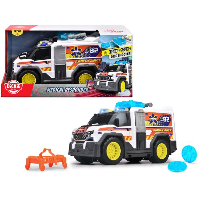 Masina de ambulanta dickie toys medical responder 30 cm cu lumini si sunete hubs203306024
