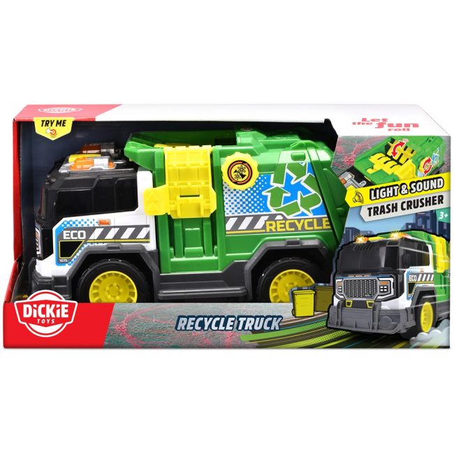 Masina de gunoi dickie toys recycle truck 30 cm cu lumini si sunete hubs203306021