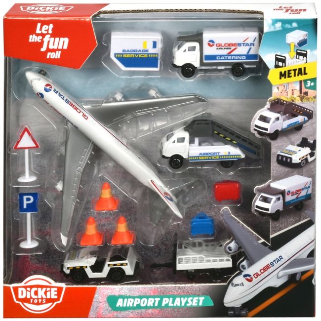 Set de joaca aeroport dickie toys airport playset cu 13 piese hubs203743001