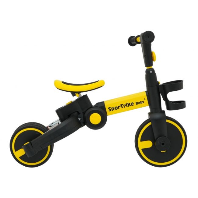 Tricicleta cu pedale 3 in 1 si roti din cauciuc sportrike - galben edeedizsp.b68.zol