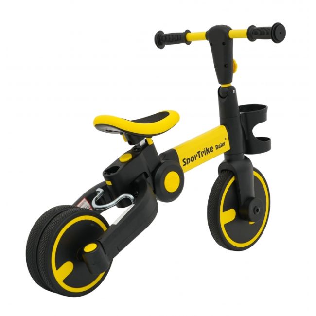 Tricicleta cu pedale 3 in 1 si roti din cauciuc sportrike - galben edeedizsp.b68.zol