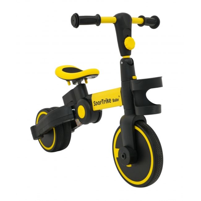 Tricicleta cu pedale 3 in 1 si roti din cauciuc sportrike - galben edeedizsp.b68.zol