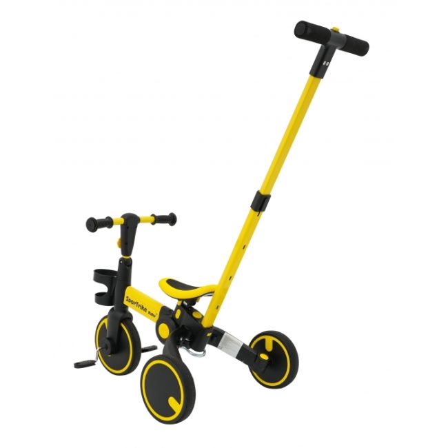 Tricicleta cu pedale 3 in 1 si roti din cauciuc sportrike - galben edeedizsp.b68.zol