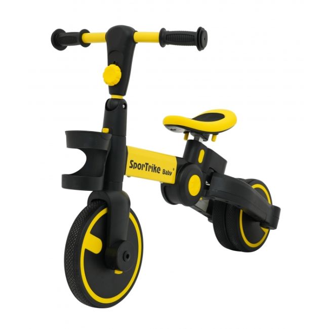 Tricicleta cu pedale 3 in 1 si roti din cauciuc sportrike - galben edeedizsp.b68.zol