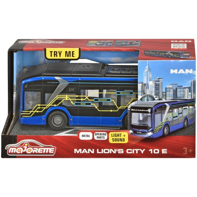 Autobuz majorette man lion's city 10 e 22,5 cm cu lumini si sunete hubs213743008