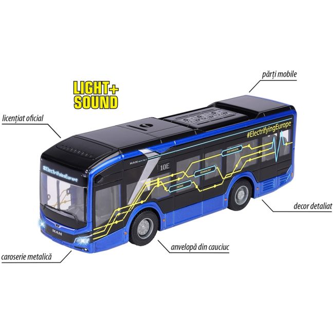 Autobuz majorette man lion's city 10 e 22,5 cm cu lumini si sunete hubs213743008