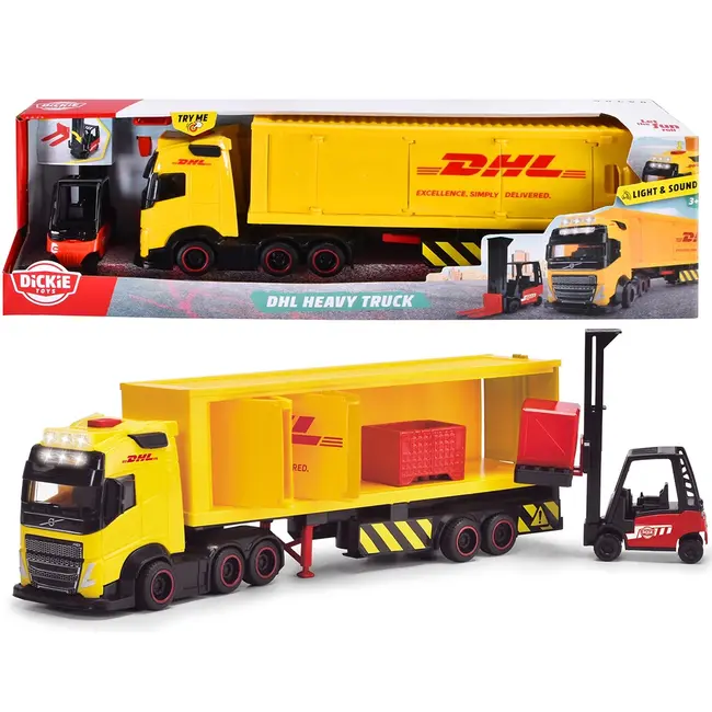 Camion dickie toys dhl heavy truck 35 cm cu lumini si sunete hubs203747018