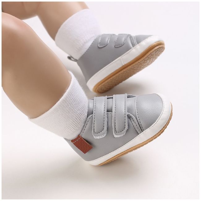 Pantofi sport pentru bebelusi, gri cu barete cu arici cse116-3-va12