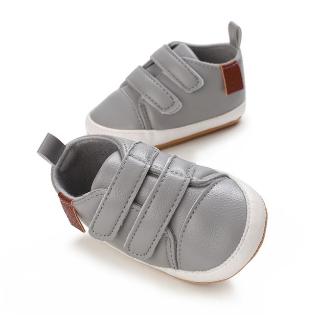 Pantofi sport pentru bebelusi, gri cu barete cu arici cse116-3-va12