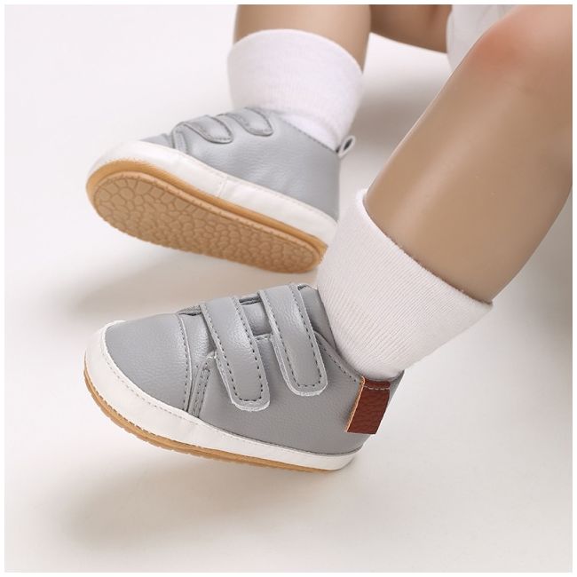 Pantofi sport pentru bebelusi, gri cu barete cu arici cse116-3-va12