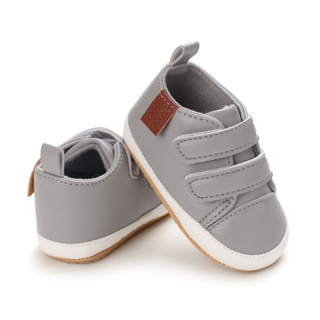 Pantofi sport pentru bebelusi, gri cu barete cu arici cse116-3-va12