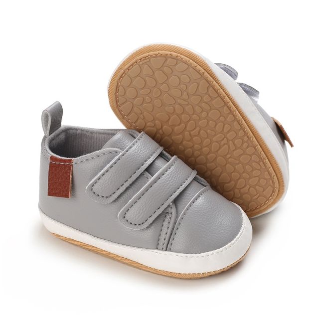 Pantofi sport pentru bebelusi, gri cu barete cu arici cse116-3-va12