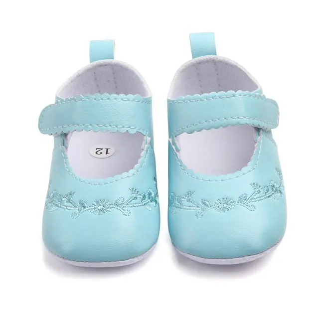 Pantofiori bleu cu broderii florale chd0133-4-va12