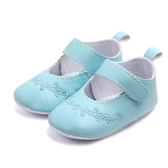 Pantofiori bleu cu broderii florale chd0133-4-va12