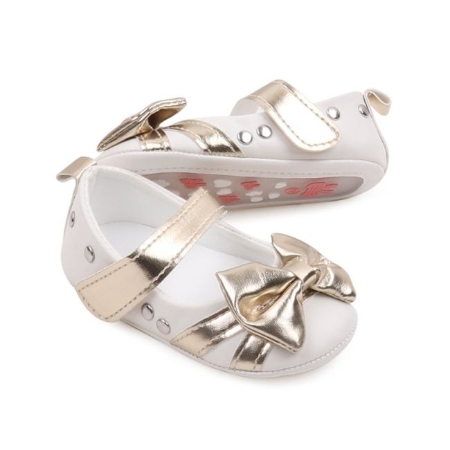 Pantofiori eleganti albi cu insertii aurii csbbw3095-3-va11