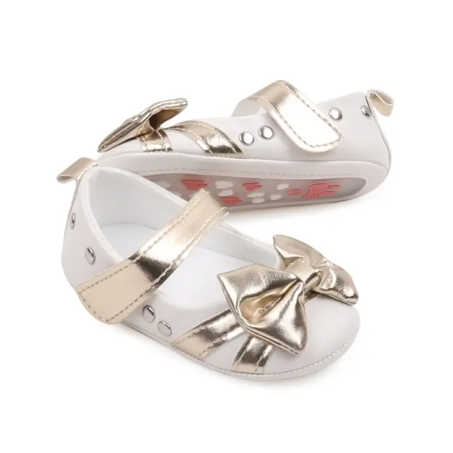 Pantofiori eleganti albi cu insertii aurii csbbw3095-3-va11