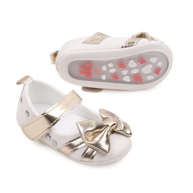 Pantofiori eleganti albi cu insertii aurii csbbw3095-3-va11